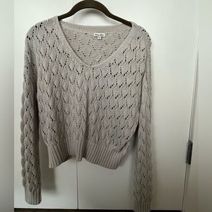 Steven Alan Light Gray Open-Knit V-Neck Sweater
